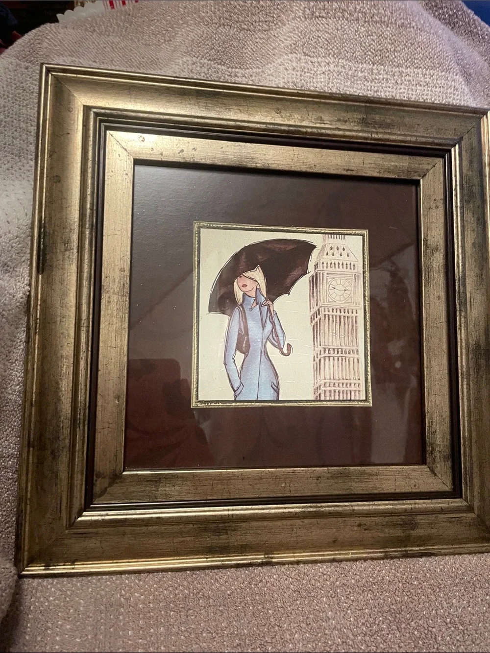 Andrea Laliberte 15X15   Classic Gold Wood Frame London In Pink